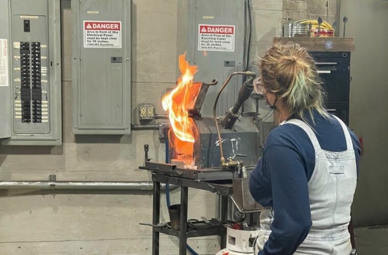 Woman in a Blacksmithing Class Minneapolis