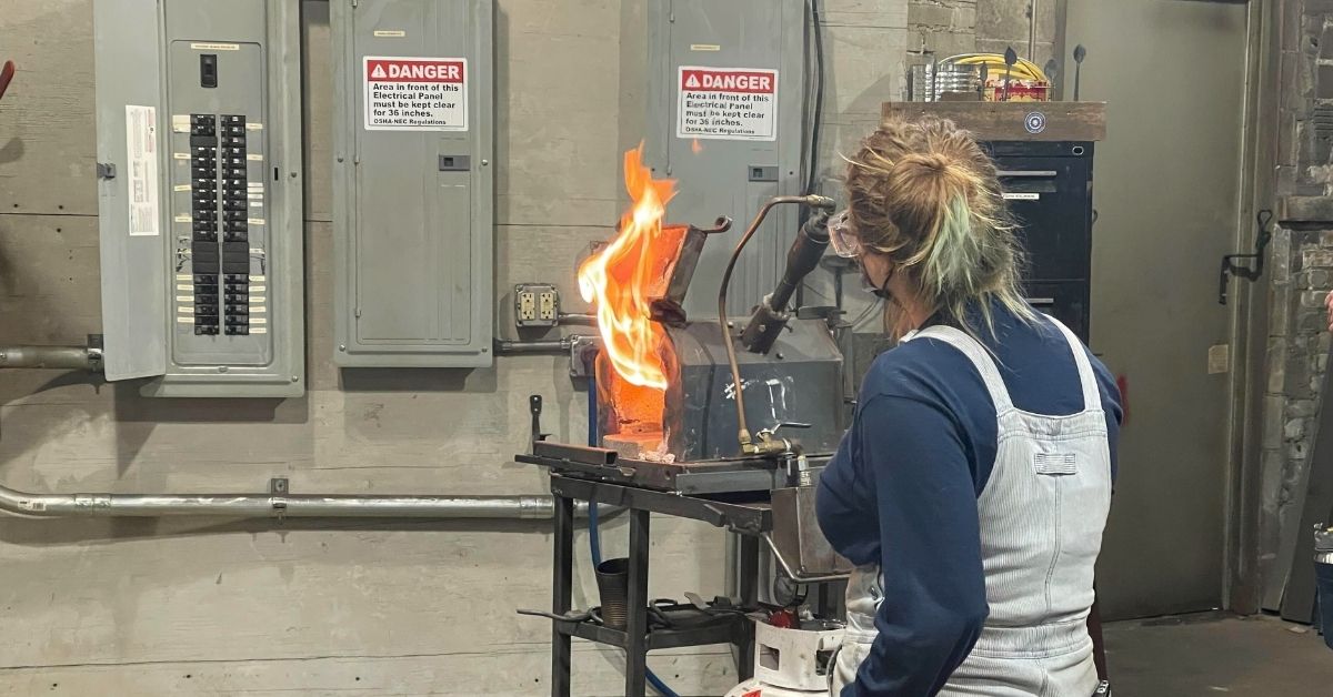 Woman in a Blacksmithing Class Minneapolis